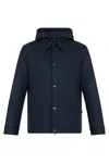 Woolrich Logo Detailed Hooded Jacket In Blue