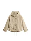 Woolrich Hooded Parka Coat Adjustable Cuffs Hem In Neutral