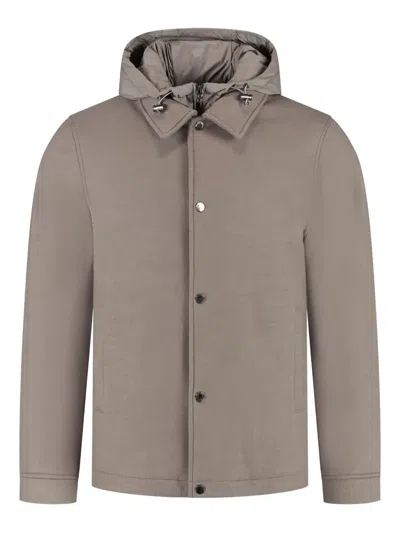 Woolrich Hooded Jacket In Neutral