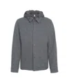 Woolrich Hooded Jacket With Classic Collar And Button Closure In Gray