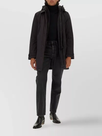 Woolrich Hooded Jacket With Detachable Inner Layer In Black