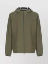 Woolrich Hooded Jacket With Side Zip Pockets In Brown