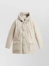 Woolrich Dove Grey Padded Parka With Hooded Neck In Neutral