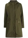 Woolrich Hooded Mid-length Coat In Grün