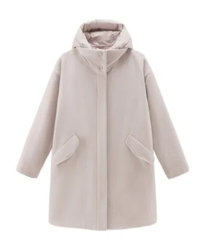 Woolrich Hooded Mid-length Parka In Neutral