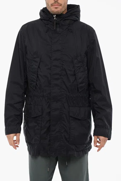 Woolrich Hooded Nylon Parka In Blue