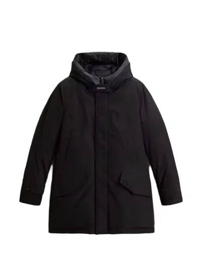 Woolrich Hooded Padded Coat In Blue