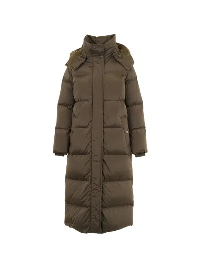 Woolrich Hooded Padded Coat In Green