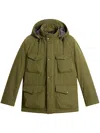 Woolrich Removable Hood Mountain Field Jacket In Green