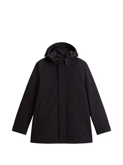Woolrich Hooded Padded Short Coat In Black