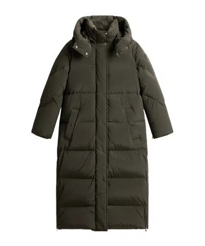 Woolrich Hooded Parka Coat In Green