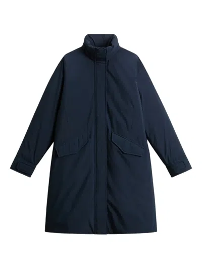 Woolrich Hooded Parka Coat In Blue