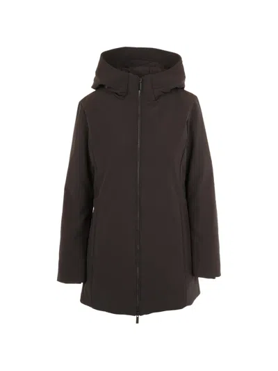 Woolrich Hooded Parka Coat In Brown