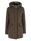 Woolrich Hooded Parka Coat In Green