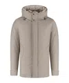 Woolrich High Neck Hooded Down Jacket In Gray