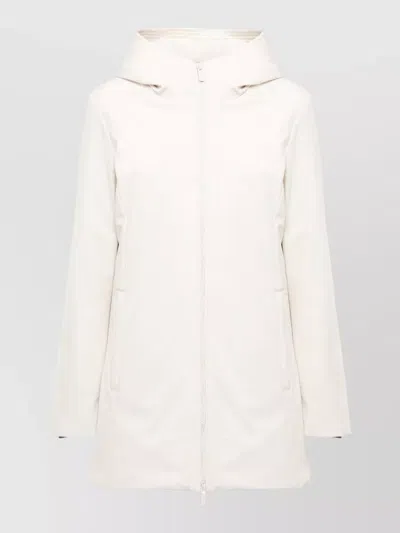 Woolrich Hooded Parka Long Sleeves Side Pockets In Neutral