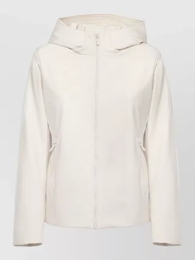 Woolrich Hooded Parka Long Sleeves Zip Pockets In Neutral