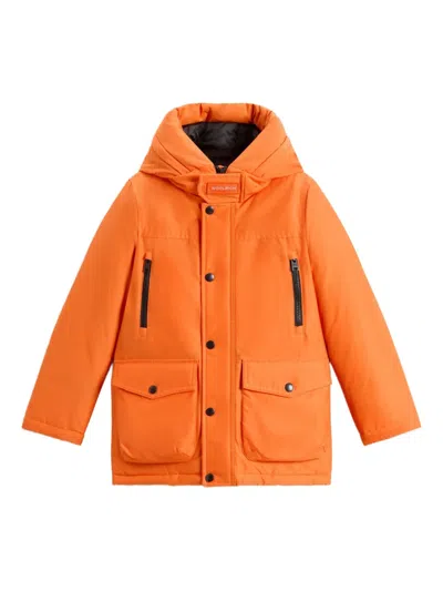 Woolrich Hooded Pockets Arctic Parka In Orange