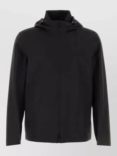 Woolrich Hooded Polyester Jacket Long Sleeves Pockets In Blue