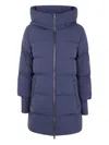 Woolrich Cloud Down Jacket In Stretch Nylon With A Matte Finish In Blue