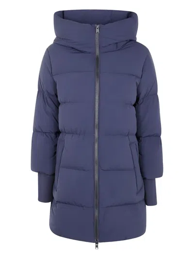 Woolrich Cloud Down Jacket In Stretch Nylon With A Matte Finish In Blue