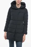 Woolrich Hooded Puffy Prescott Quilted Down Jacket In Blue