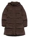 Woolrich Mid-thigh Length Quilted Jacket In Brown