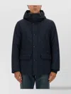 Woolrich Relaxed-fit Hooded Coat With Button Closure And Multiple Pockets In Black