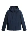 Woolrich Hooded Padded Jacket With Side And Zip Pockets In Blue