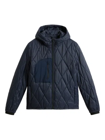 Woolrich Hooded Quilted Jacket In Blue