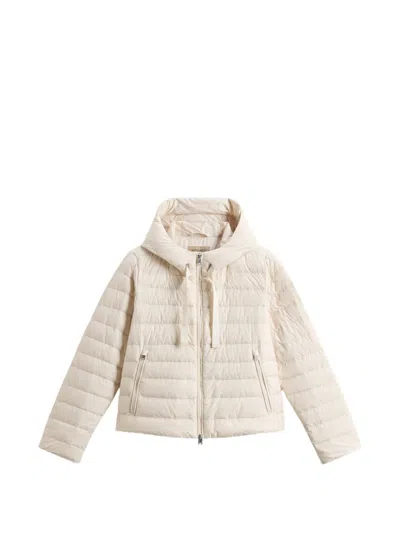 Woolrich Hooded Quilted Jacket In Neutral