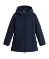 Woolrich Hooded Long Sleeve Quilted Parka Coat In Blue