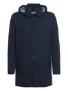 Woolrich Hooded Snap-button Jacket In Blue