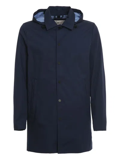 Woolrich Hooded Snap-button Jacket In Blue