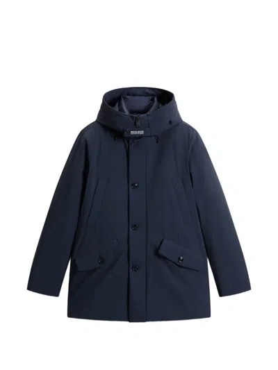Woolrich Hooded Stretch Parka In Blue
