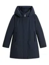 Woolrich Hooded Zip Coat In Blue