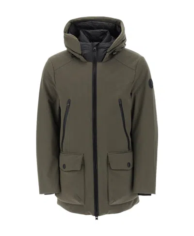 Woolrich Hooded Zip-fastening Parka Coat In Green