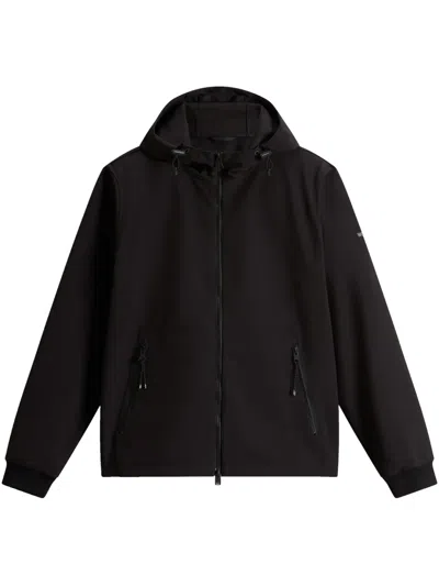 Woolrich Hooded Zip-up Jacket In Black
