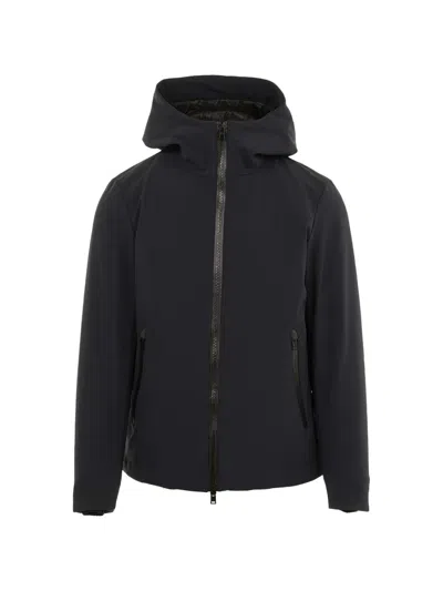 Woolrich Hooded Zipped Jacket In Blue