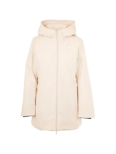 Woolrich Hooded Zip-up Coat In Neutral