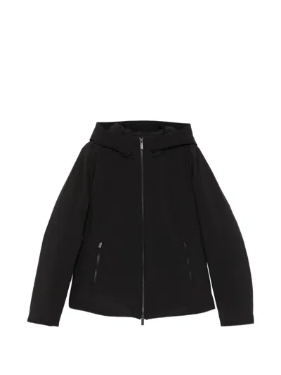 Woolrich Hooded Zip-up Jacket In Black