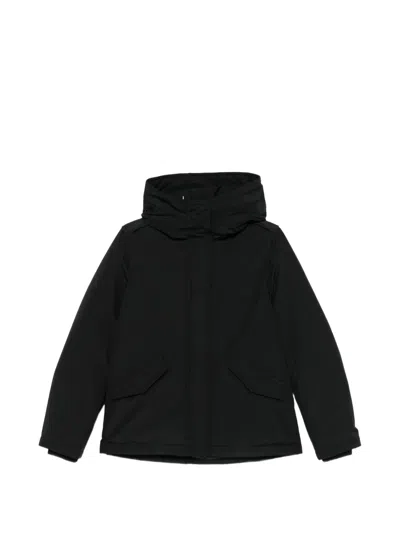 Woolrich Hooded Zip-up Jacket In Black