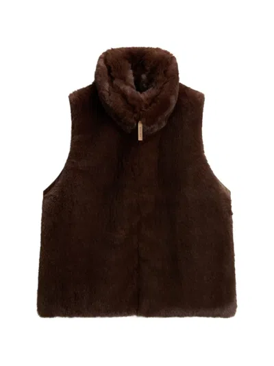 Woolrich Hybrid Curly Vest In Brown