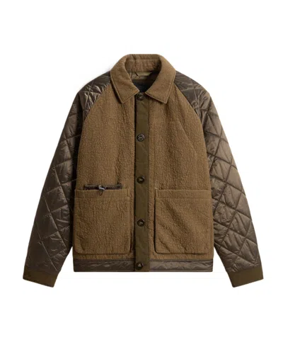 Woolrich Hybrid Military Jacket In Cotton And Italian Wool Blend By Todd Snyder In Green