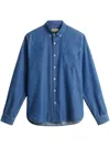 Woolrich Lightweight Denim Shirt With Button-down Collar In Blue