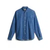 Woolrich Cotton Shirt In Medium Indigo