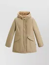 Woolrich Insulated Parka With Hood And Pockets In Brown