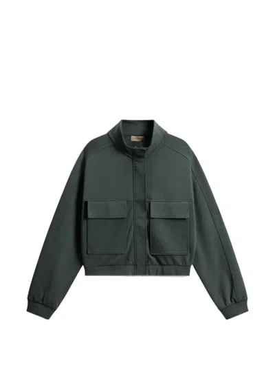 Woolrich Full-zipper Sweatshirt In Cotton-blend Interlock In Green