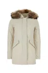 Woolrich Ivory Polyester Luxury Arctic Down Jacket In Off White