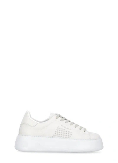 WOOLRICH IVORY SMOOTH LEATHER SNEAKERS